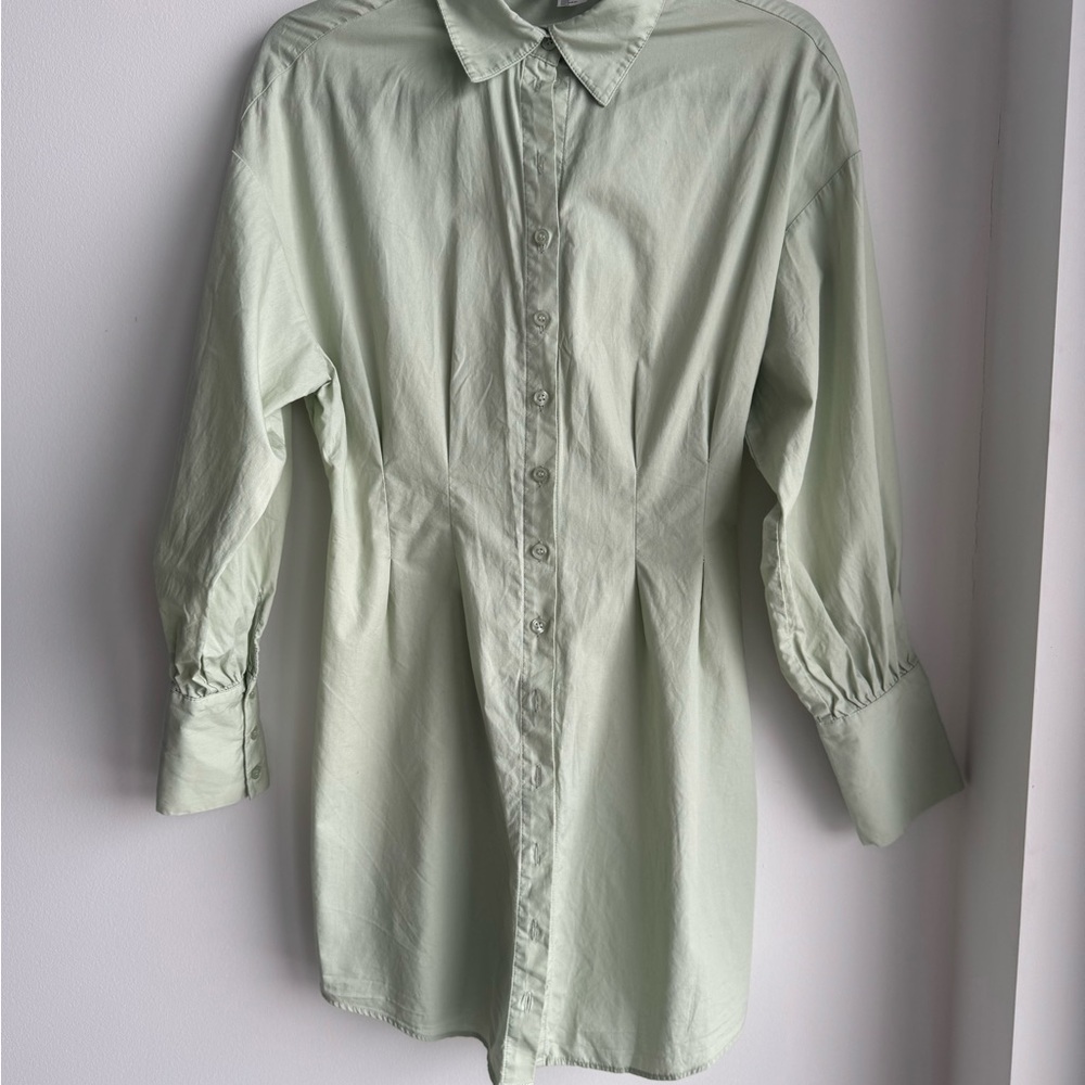 H&M Light Green sage Shirt Dress